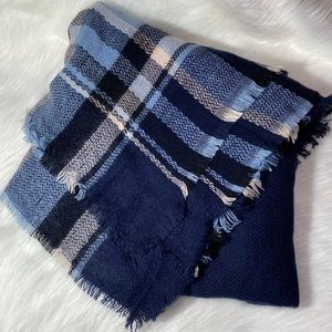NWT Plaid Scarf Wrap Blanket Neck Tie Fringe Shawl